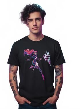 T-Shirt / Senpai Squad Black Racing Girl Design / XL / New